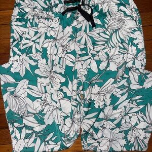 Zara Teal Floral Drawstring Pants